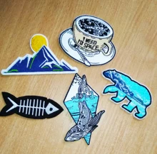 DIY Adventure Travel Patches For Clothing Mountain Camping Badge Space Stripe Iron On