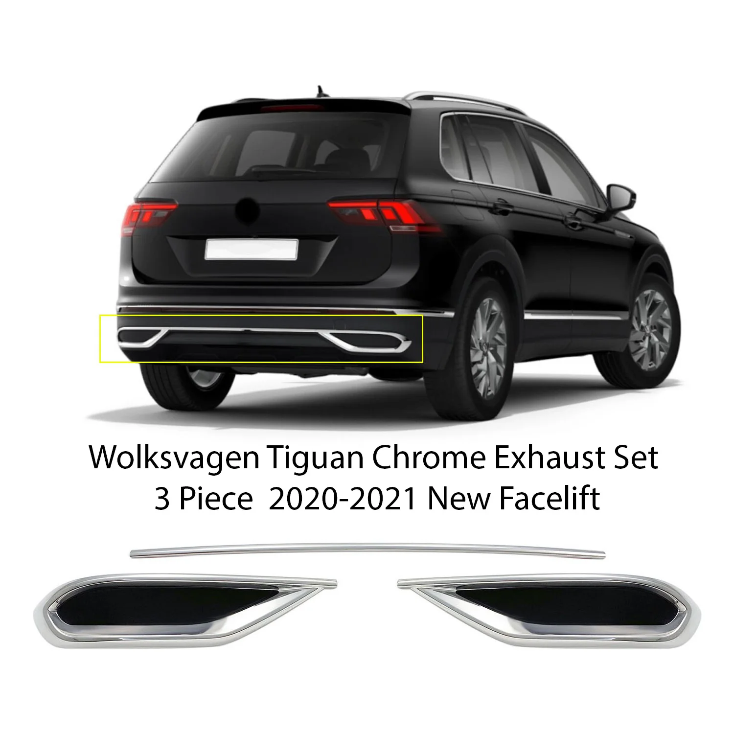 Для Volkswagen Tiguan хромированный выхлоп Wv нержавеющая сталь Простая установка 3 шт.