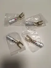 4 Uds chapados en oro Y en forma de Banana macho de Audio enchufes para altavoz tenedor con tornillo Spade conector de Cable para vinculante Post