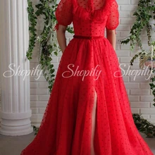 Длинное Красное дубайское вечернее платье, Элегантный Арабский женский вечерний наряд с коротким рукавом и дизайном в либане