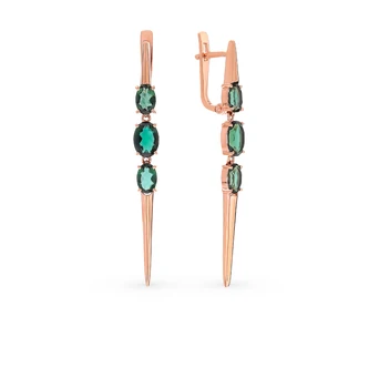 

Gold earrings with tourmaline sunlight sample 585 test