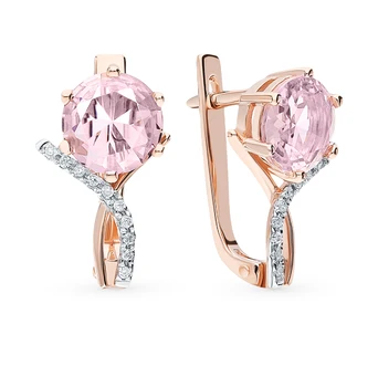 

Gold earrings with morganites and cubic zirconia sunlight sample 585
