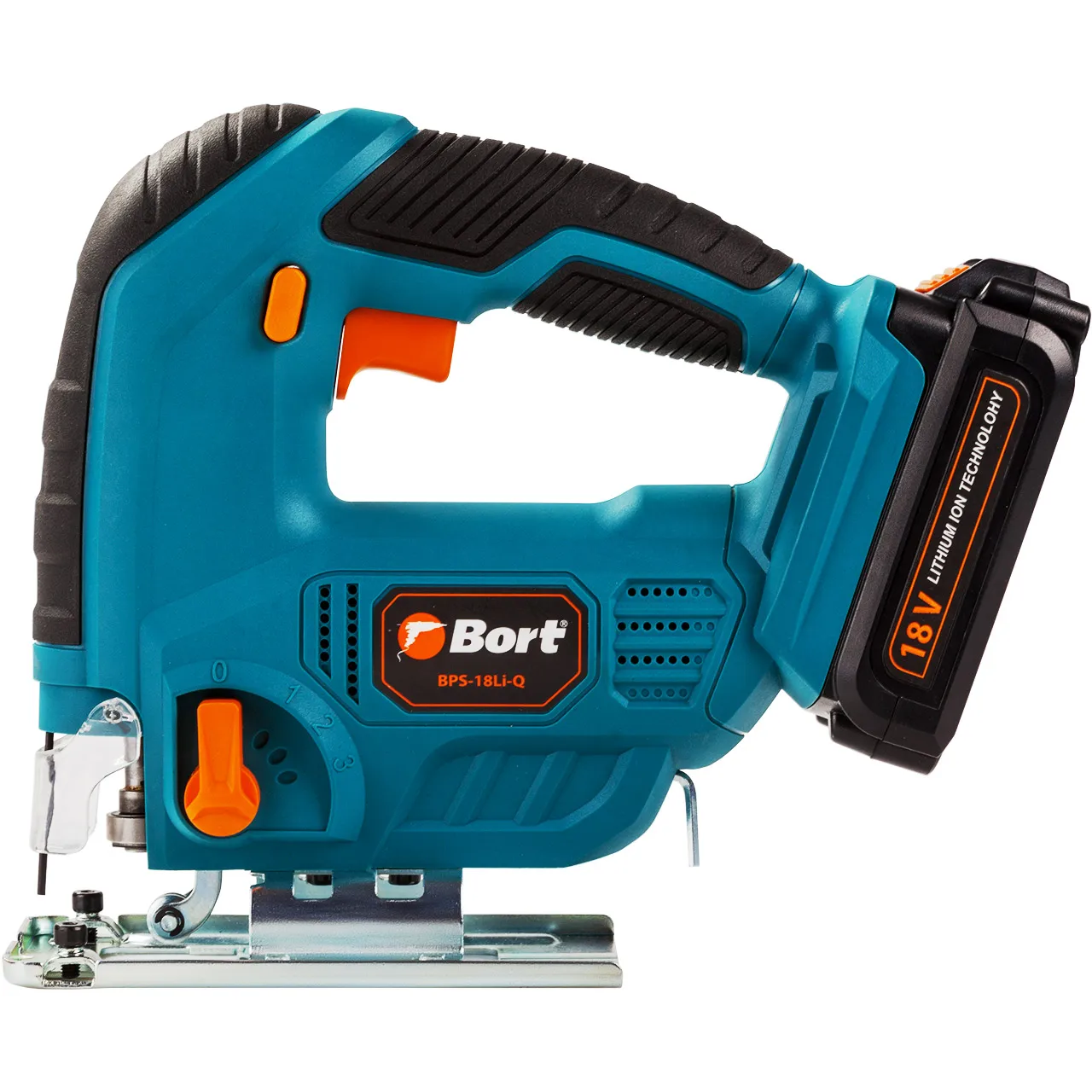 Лобзик аккумуляторный Bort BPS-18Li-Q (2 Li-ion батареи 18 вольт, быстрая смена оснастки, маятниковая функция, сумка)