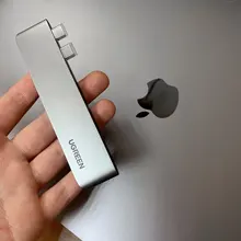 UGREEN HUB tipo C con USB Dual USB-C a HDMI RJ45 PD USB 3,0 SD para MacBook Pro aire adaptador de Thunderbolt 3 Dock USB-C 3,1 tipo-C