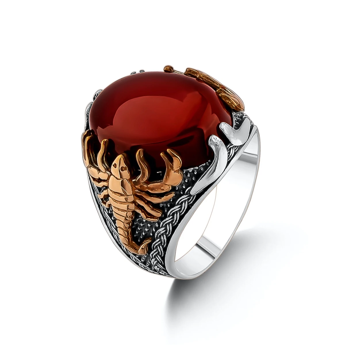 

Men Scorpion Model Red Agate Brutalist Silver Ring Animal Men Ring, Handmade Men Jewelry Gifts For Father 925 Sterling Silver