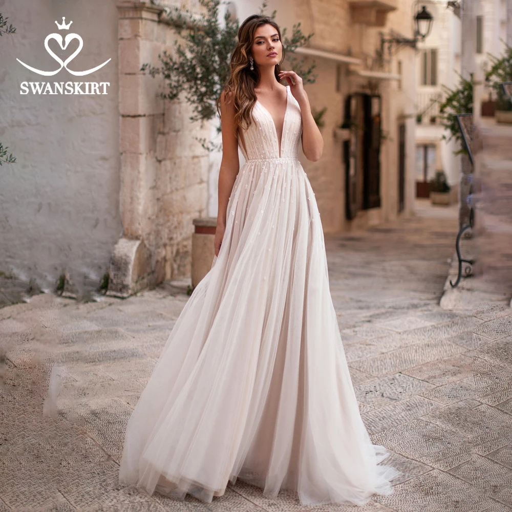 Сказочное Тюлевое свадебное платье Swanskirt K310 светильник v образный вырез а силуэт