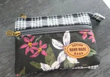 Monedero de tela de algodón multicapa con flores para mujer, cartera para tarjetas de mujer, bolso cambiador pequeño Retro de lona, bolsa de mano para mujer