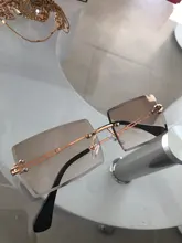 Viaje de moda de estilo sin montura anteojos para sol de Montañismo de moda pequeño rectángulo gafas de sol UV400 tonos para las mujeres de los hombres gafas