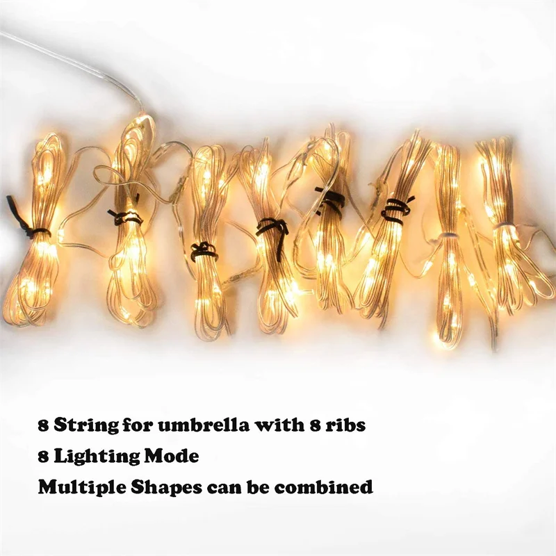 solar lighting system Patio Umbrella Lights 8 Lighting Mode LED String Lights with Remote Control Lights Solar Operated Outdoor for Patio Camping Tent solar pool lights