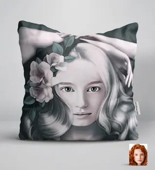 

Personalized Women 'S Artistic Portrait Design White Yastık-3