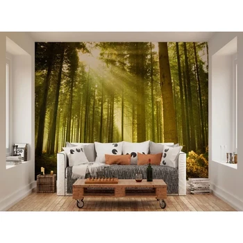 

Free Shipping Hot Customize Wall Stickers Sunshine Forest Nature Wall Mural Decals Creative Design for Home Deco Photo Wallpaper