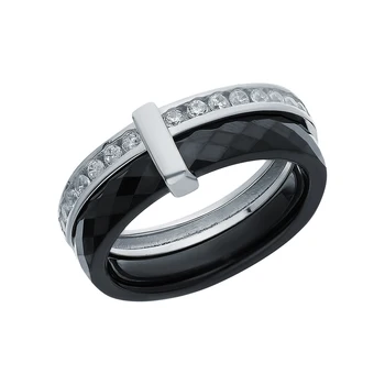 

Silver ring with ceramics and cubic zirconia sunlight sample 925
