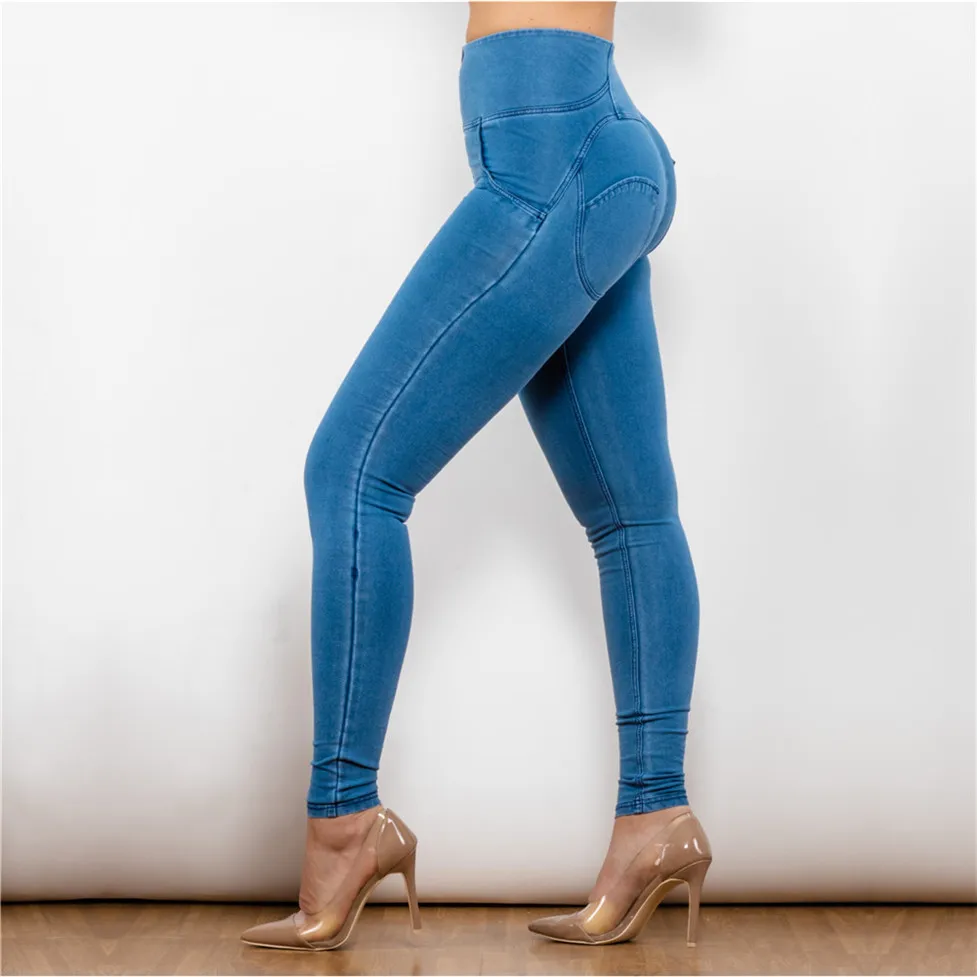 Melody-Jeans de cintura alta, Jeans cinza, Jeans Zipper