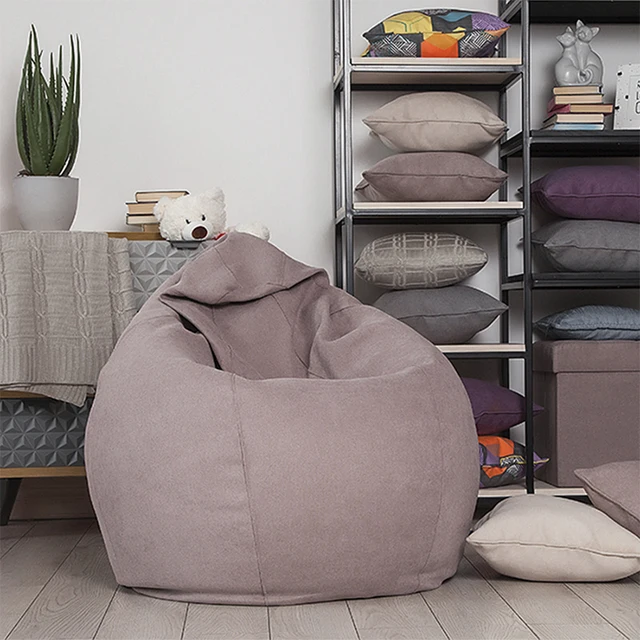 Lima-poof large Delicatex Large Bean Bag Sofa Lima Lounger Seat Chair Living Room Furniture Removable Cover With Filler Kids Comfortable Sleep Relaxation Easy Beanbag Bed Pouf Puff Couch Tatam Solid Poof  Pouffe Ottoma Cocoa