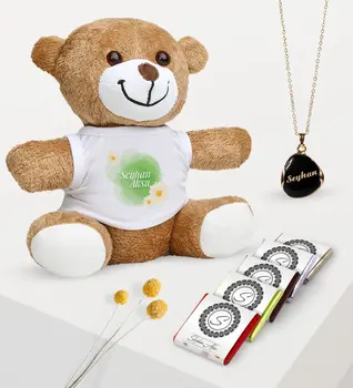 

Personalized Plush Teddy Bear Enamel Necklace and Chocolate Gift Set-14