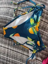 Swimsuit Women Bikini-Sets Bathing-Suits Lemon CUPSHE Lace-Up Print Two-Pieces Sexy Yellow