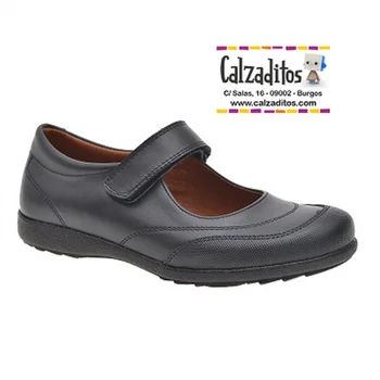 

School shoes for girl leather flower navy blue, Yowas