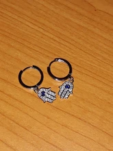 ROXI-Pendientes de aro con piedra azul para mujer y niña, aretes inusuales para boda, Pendientes de cartílago de plata 925, joyería