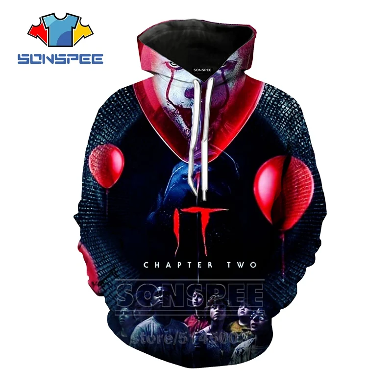 It Chapter Two толстовки осень для мужчин и женщин Pennywise террор клоун Толстовка 3D принт Аниме Длинный рукав Топ пуловер с круглым вырезом C063 - Цвет: 3