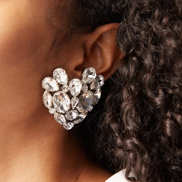 Korean Earring Claw Ear Hook Clip Earrings for Women FourProng Setting Cz  Gold Color Ear Earrings Fashion Jewelry