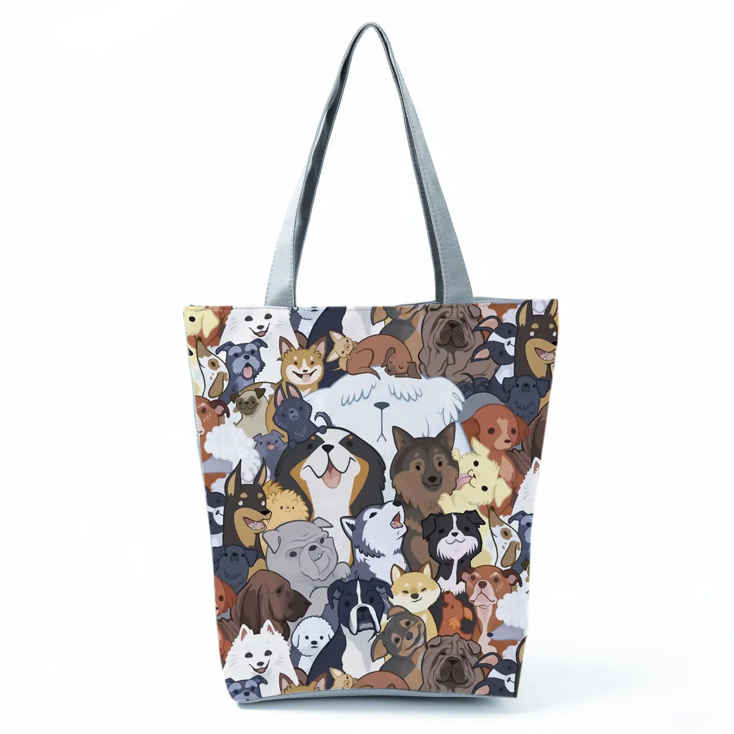 German Shepherd  Boston Terrier  Bulldog  Husky Dog Causal Totes Bag Women Handbag Ladies Shoulder Bags Reusable Shopping Bag 