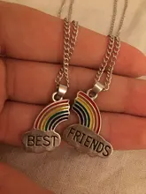 2 unids/set mejor amigo collar encanto señora Corazón Arco Iris grabar mejor amigo para siempre COLLAR COLGANTE amistad mejores amigos regalo de la joyería