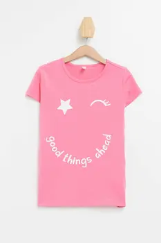 

DeFacto Girl Short Sleeve Body Tees Girls Spring Cute Long Tshirts Girls Smile Prints Top Tees Girls Lovely Tshirts-M7561A620SP