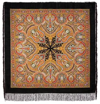

Scarf Pavlovo Posad with silk fringe 146x146 710-18 "Spanish", View 18