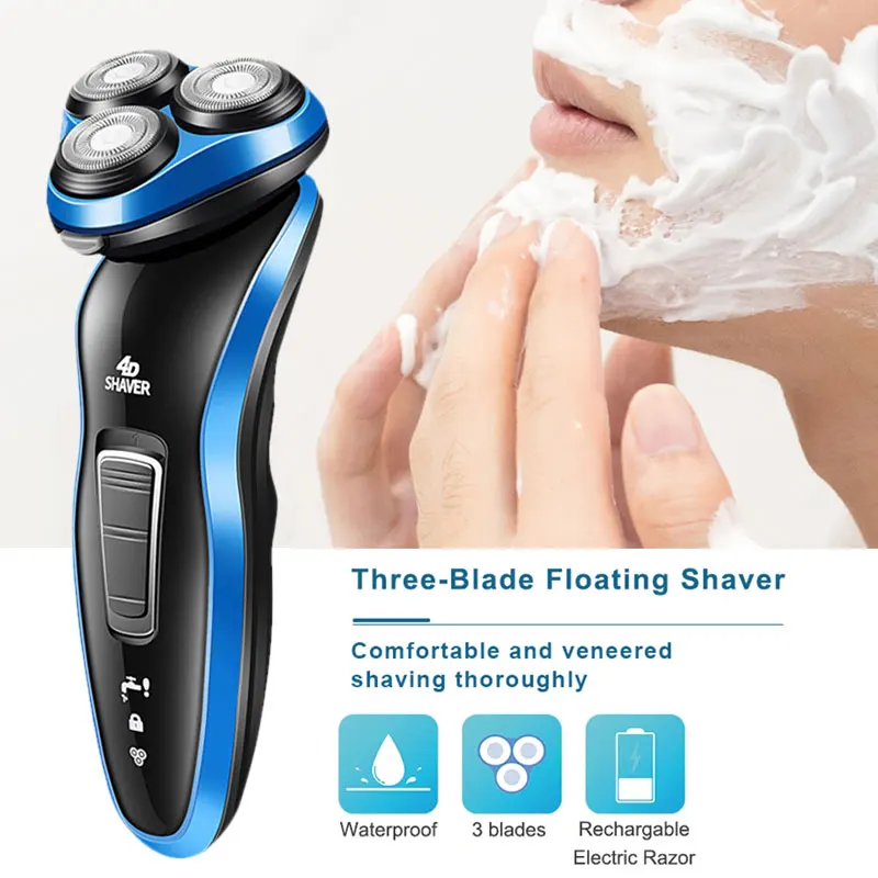 

Men Electric Shavers Beard Trimmer Black USB Charging Hair Removal Male Fast 4D Moustache Shaving Haircut Cleansing Razor