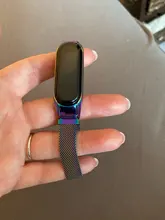 Correa de reloj de acero inoxidable magnética de alta calidad de lazo de malla Oulucci + película para Xiaomi mi Band 3/4 macho reloj regalo