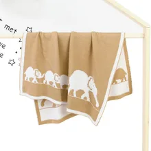 Квадратное муслиновое Хлопковое одеяло для новорожденных, Вязаное детское одеяло с рисунком слона, пеленка для детей