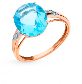 

Gold ring with Topaz and diamonds sunlight sample 585