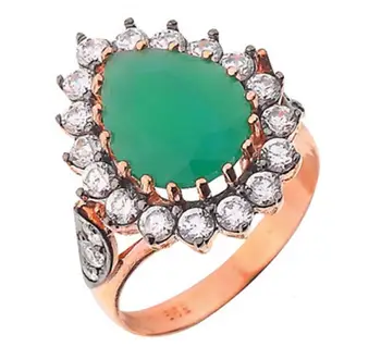 

Large Drop Green Cubic Zirconia Roz Gold Ring 01-180-YR096