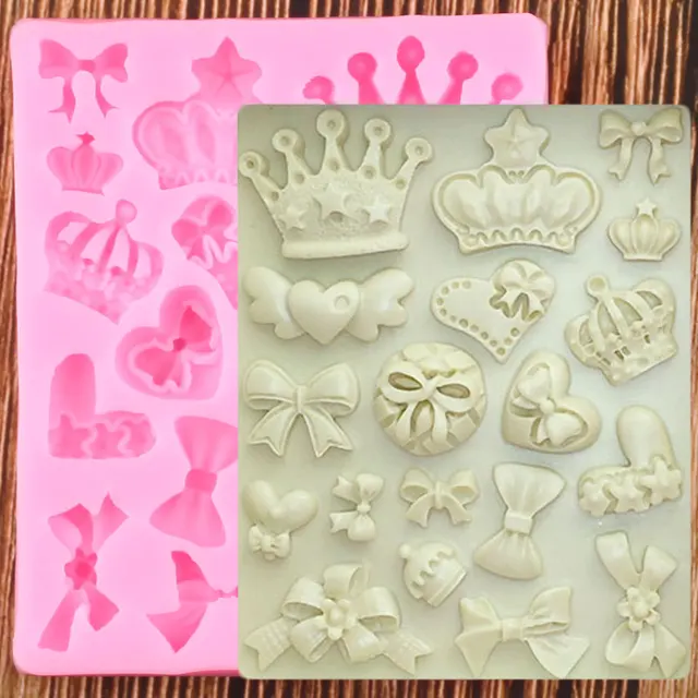 Rajzfilm Korona Csokornyakkendő Szilikon Formák Esküvői Cupcake Topper Fondant Sütemény Díszítő Szerszám
