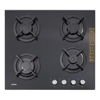 

Gas hob Simfer h60n40b416, with cast iron grilles, автоподg