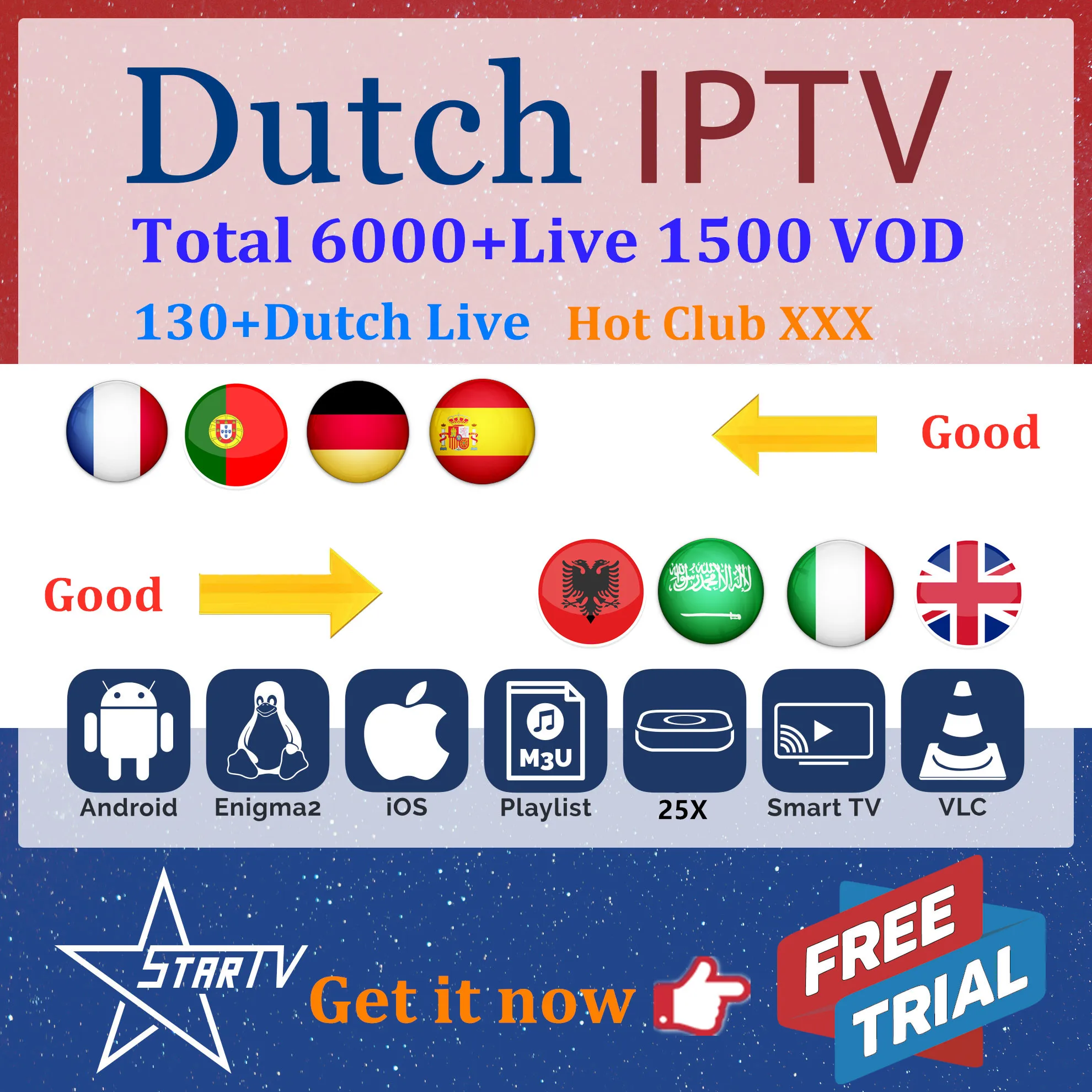 Dutch IPTV subscription IPTV Italia France Spain Arabic USA Nordic Netherlands Albania IPTV M3U smart tv android IPTV Europe