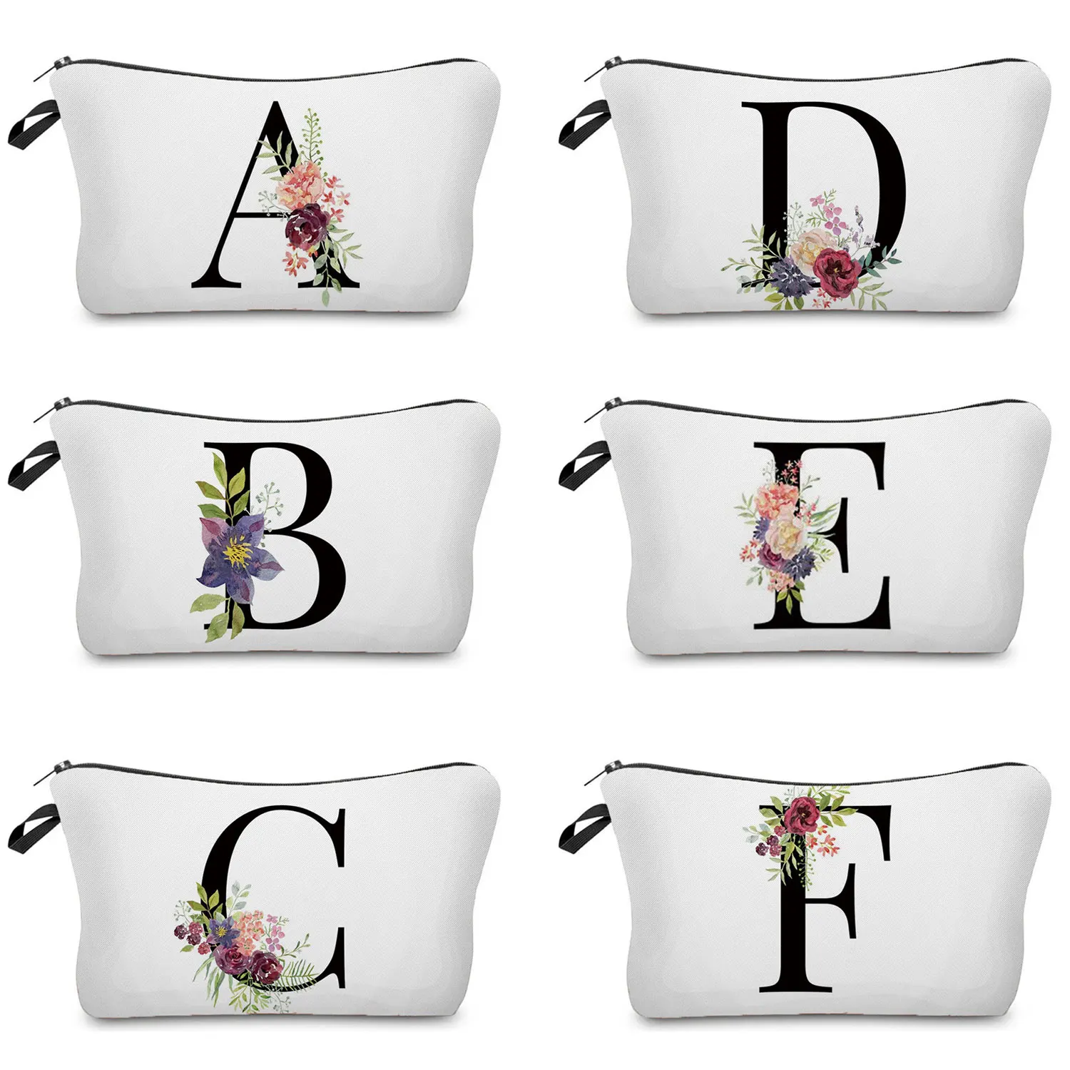 

Bridesmaid Makeup Bag Floral Alphabet Pattern Large Cosmetic Bag Bridal Party Make Up Bags Pouch Necessaries Lady Candy Gift Bag