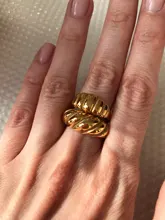 Anillos Croissant de acero inoxidable para mujer, sortija trenzada, anillo de cúpula gruesa, joyería, anillo llamativo