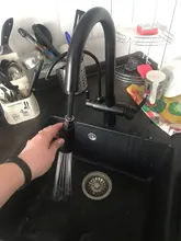 Quyanre-grúa filtrada para cocina, grifo con filtro de agua de rotación 360, mezclador de fregadero de tres vías, color negro mate