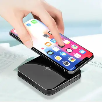 

Mini Wireless Power Bank 10000mAh Fast Charging Full Screen Mirror LED Digital Display External Battery Charger Poverbank For Mi
