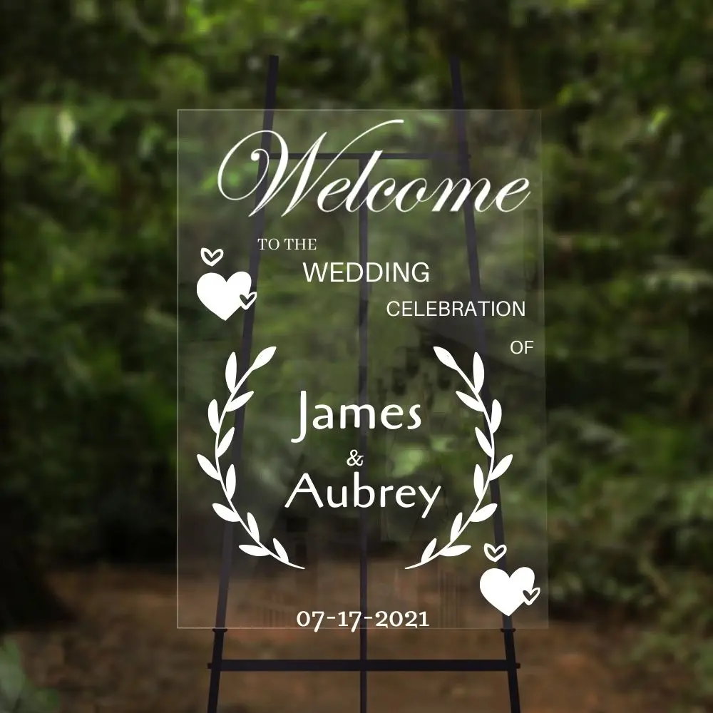 Lovely Design Wedding Customizable Name Welcome Signage Sticker