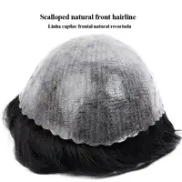 Male Hair Prosthesis 0.1mm Injection Skin Toupee Men  6” Wigs For Men 100% Human Hair  System Unit Men's Natural Hair Wig 2