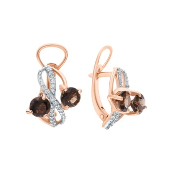 

Silver earrings with раухтопазами and cubic zirconia sunlight sample 925