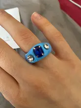 HUANZHI-Conjunto de anillos redondos de resina acrílica para mujer, colorido cuadrado geométrico, con diamantes de imitación, regalo de fiesta, 2021