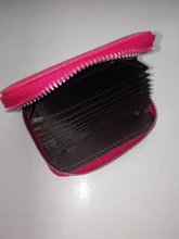 PURDORED 1 pc hombres de negocios titular de la tarjeta de cuero genuino titular de la tarjeta de crédito de las mujeres de la cremallera bolsillo tarjetero Unisex cremallera monedero de la moneda