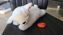 Lindo latido del corazón cachorro de conductividad juguete de entrenamiento mascota de peluche cómodo acurrucarse dormir