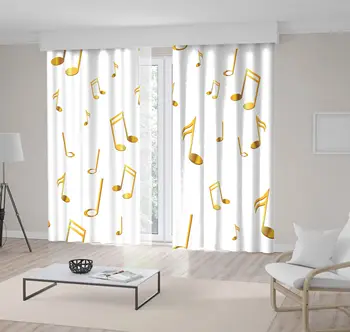 

Curtain Golden Music Notes on White background Musical Symbols Melodies Modern Artwork Print