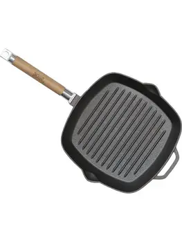 

Frying Pan-grill cast iron with high ribs with a removable handle 24 cm.