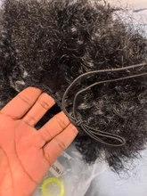 Alileader-moño de pelo rizado, extensiones de cabello sintético con pinza, coleta corta, coleta Afro esponjosa, moño para el cabello