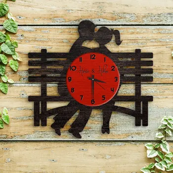 

Personalized Two Fall In Love Design Wooden Wall Clock-3